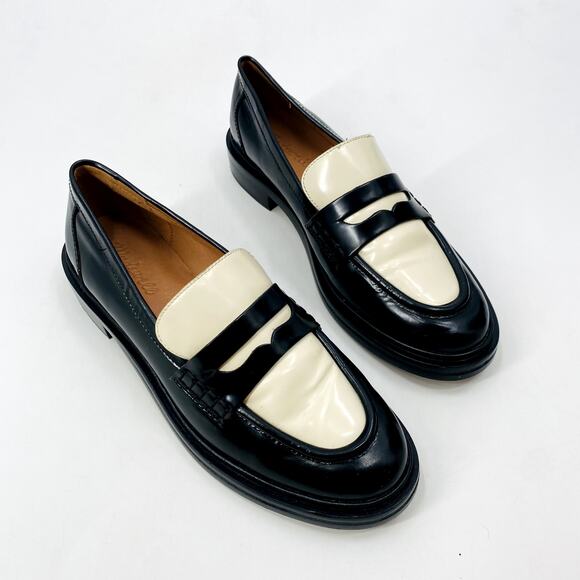 Madewell Shoes - madewell black and white Oxford penny loafers